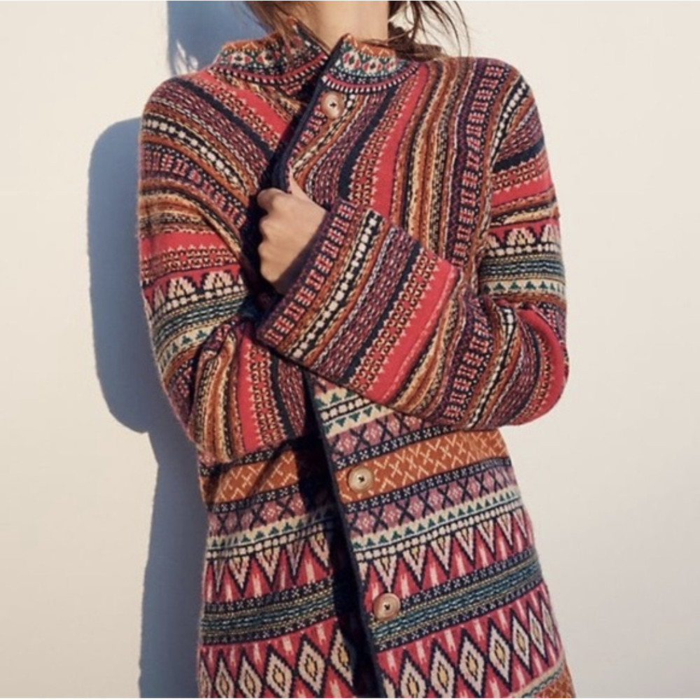 Anthropologie Moth Livia Intarsia Cardigan XS EUC
